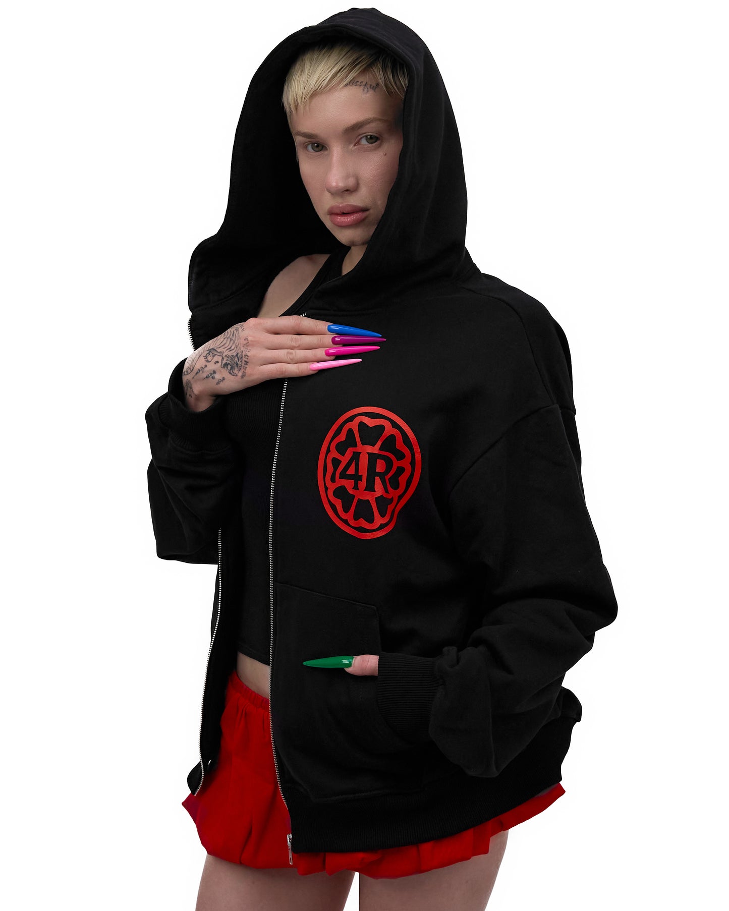 4R Black Zip Hoodie