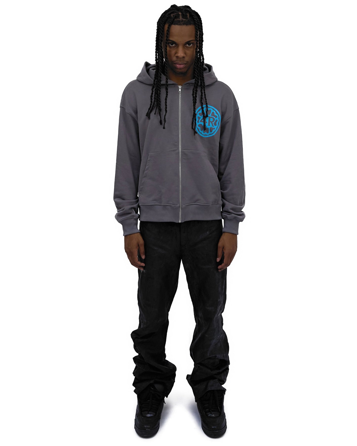 4R Grey Zip Hoodie