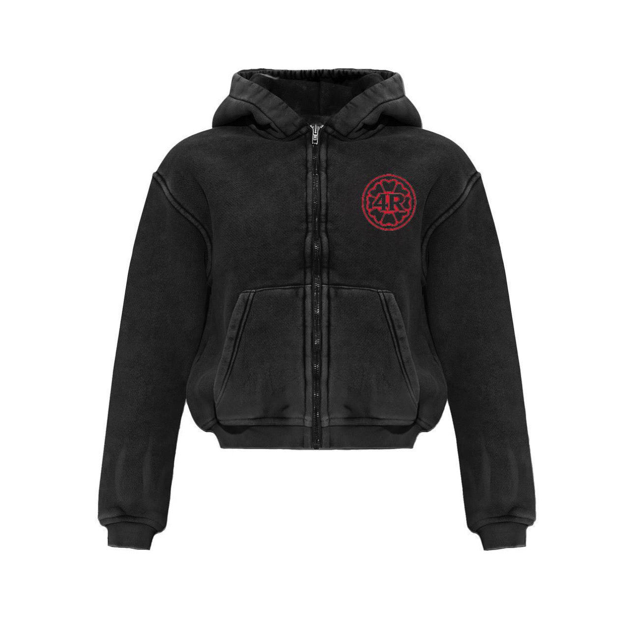 4R Black Zip Hoodie