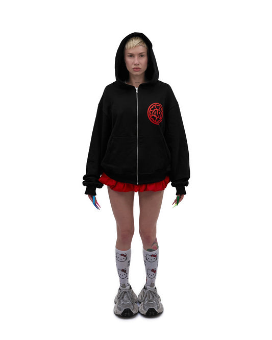 4R Black Zip Hoodie