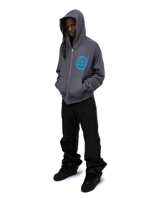 4R Grey Zip Hoodie